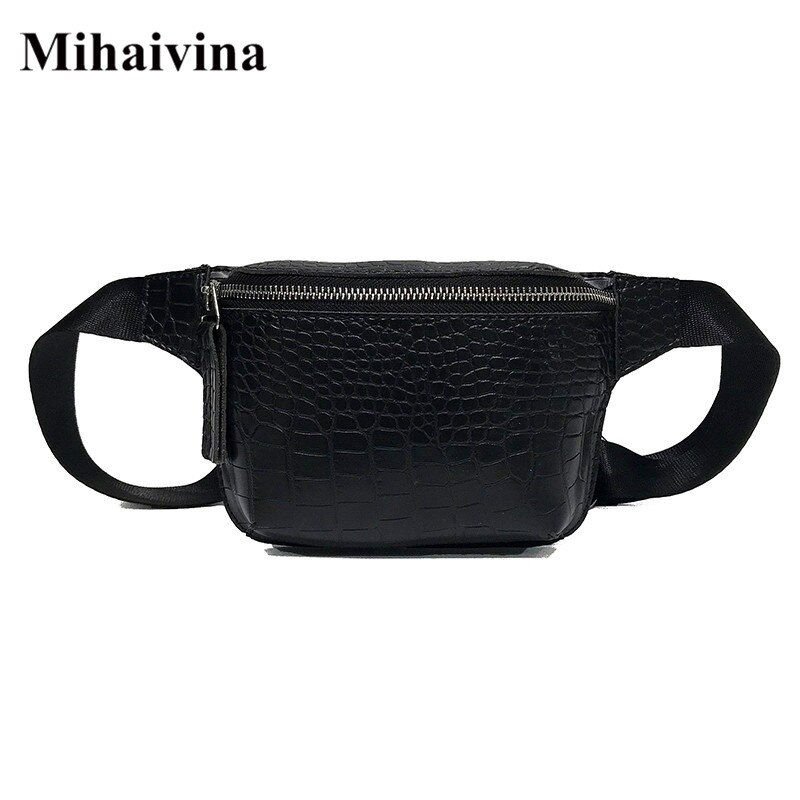 Mihaivina-riñonera de piel de cocodrilo para mujer, bolso de cintura Vintage, para teléfono, bolso de pecho, cartera con cremallera