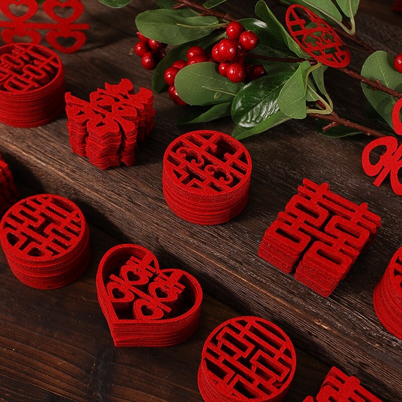 Mini Marriage Stickers Traditional Chinese Wedding Decorations Fruit Plate Xiao Xi Zi Room Throwing Decor Garden Tree Ornaments