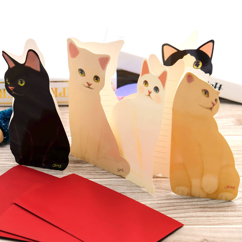 Carte d'invitation Mini chat pliant | Carte de vœux pour anniversaire, noël, fournitures de décoration,! 5 pièces