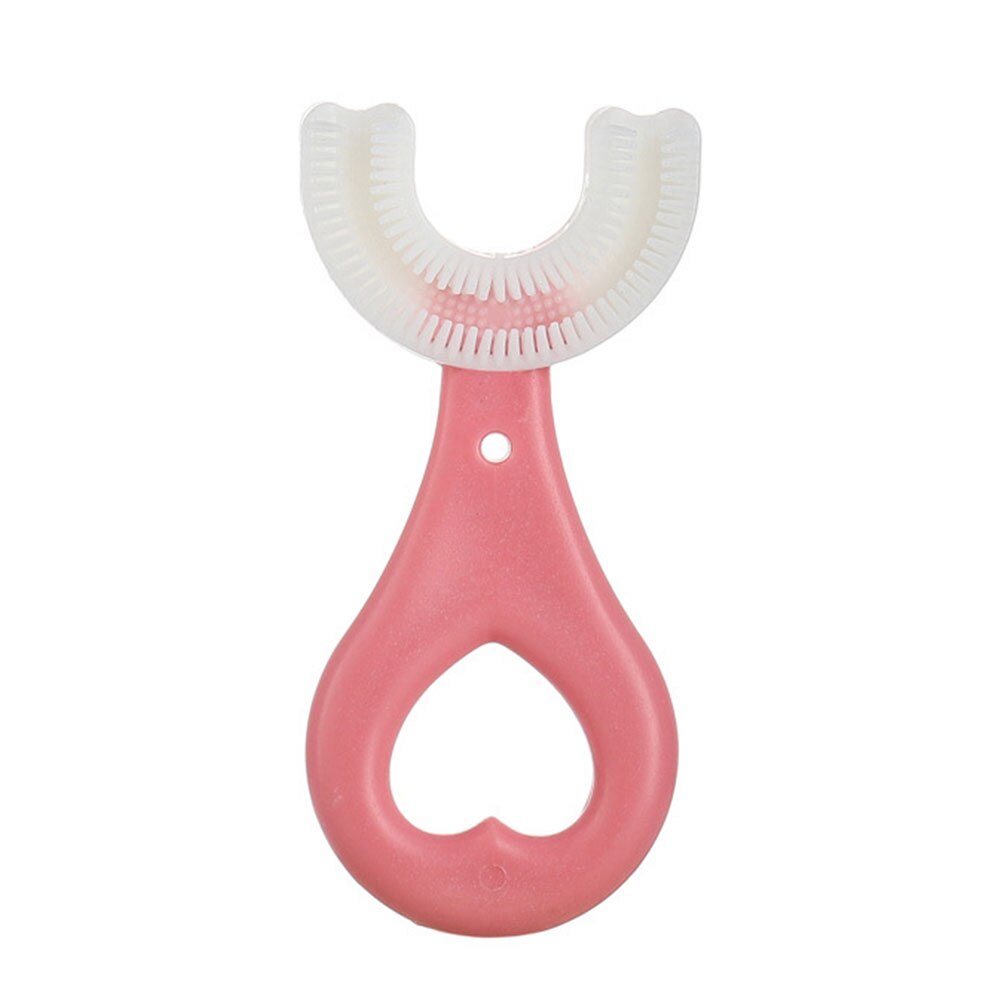 Kids Tandenborstel U-Vorm Zuigeling Tandenborstel Met Handvat Siliconen Oral Care Borstel Voor Peuters Leeftijden 2-12: Rose S (2-6 years)