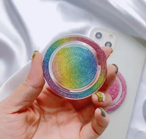 Glitter Magnetic Folding Mobile Phone Grip Holder Socket Pocket Support for Magsafe IPhone Macsafe Ring Finger Expanding Stand