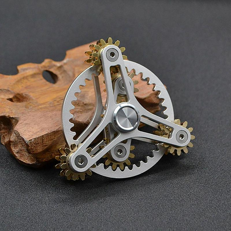 Turntable Gear Linkage Manual Rotating Fingertip Top Hand Spinner Decompression Toy Spinner Game Casual T6K5