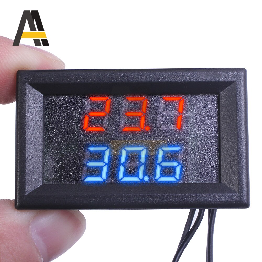 Dual display digital termometer ntc metal vandtæt dobbelt probe  dc4-28v lcd indendørs praktisk elektronisk temperatursensor