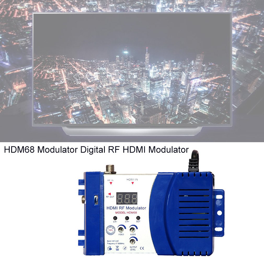 HDM68 Modulator Digitale Rf Hdmi Modulator Av Rf Converter Vhf Uhf Pal/Ntsc Standaard Draagbare Modulator Voor Au blauw