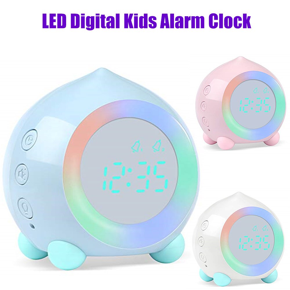 Kids Smart Alarm Clock bluetooth Function 7 Colors Changing Bedroom Student Wake Up Digital Display Table Clock Sleep Timer