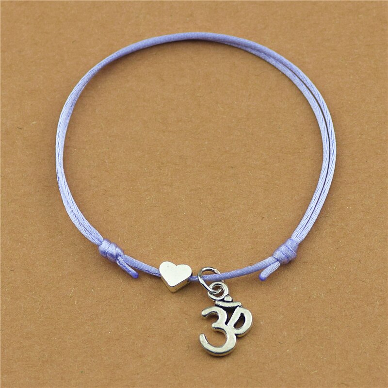 Personnalité Amour Coeur Rouge Corde Fil Cordons Bouddha Hindou Ohm Aum Symbole Charme Yoga OM Bracelets pour Femmes Hommes Couple: Purple