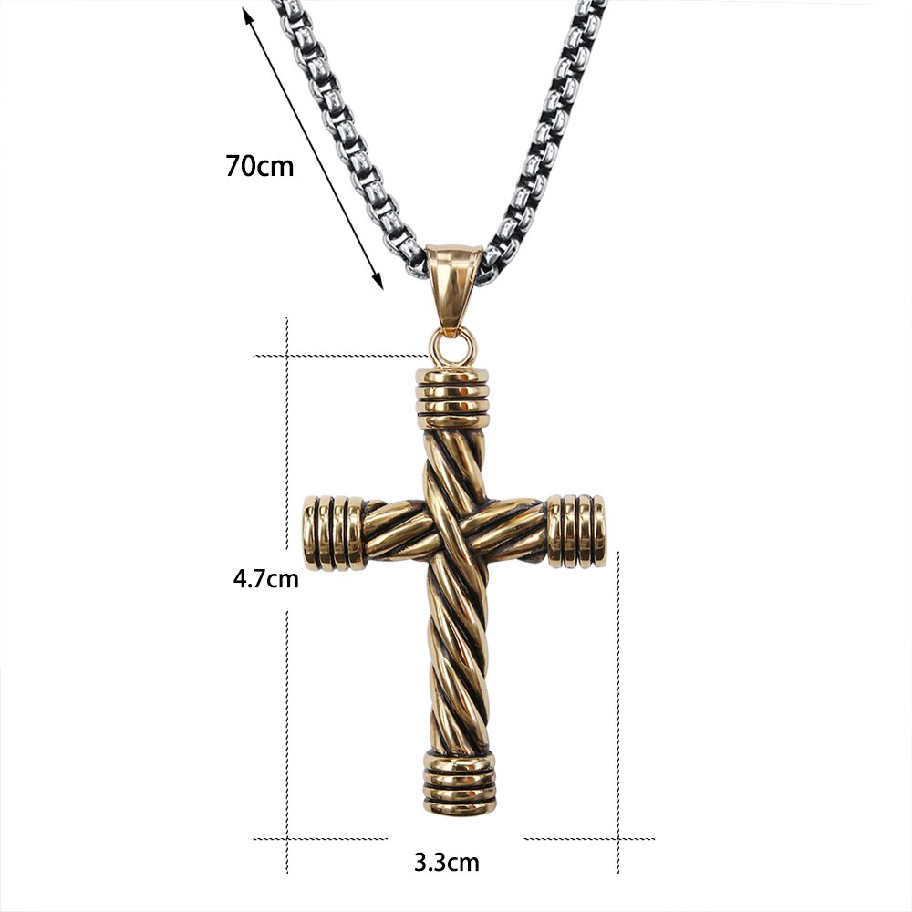 ZS – collier avec pendentif croix Punk pour hommes, en acier inoxydable, bijoux gothiques, Rock Roll, 316L: G