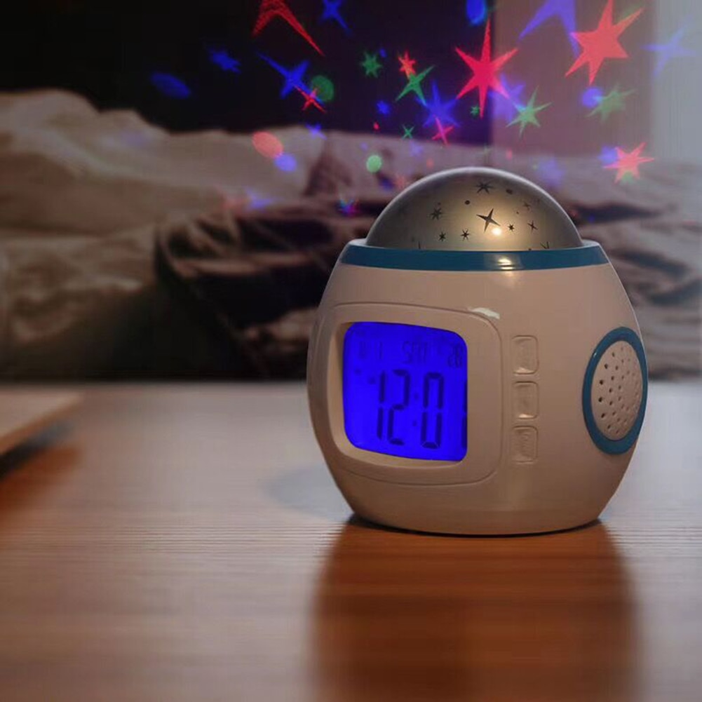 Music Starry Star Sky Digital Clock LED Projection Night Light Color Changing Projector Alarm Clock Calendar Children