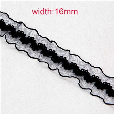 Black Mesh Netto Kant Trim Elastische Bands Naaien Kleding Rubber Band Stretch Lint Wimpel Tape Haarband DIY Beha Broek taille 2M: black16mm flower1