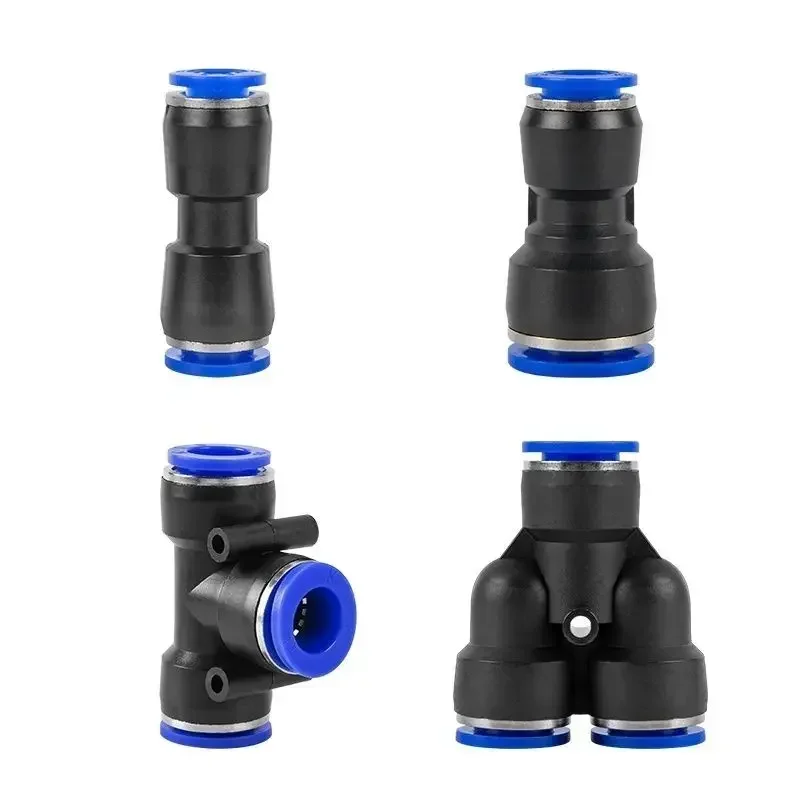 Pneumatisk fitting fittings hurtigkobling luft vandslange rørforbindelser plast pu  py 4 6mm 8mm 10mm 12mm 16mm stik ind i stik