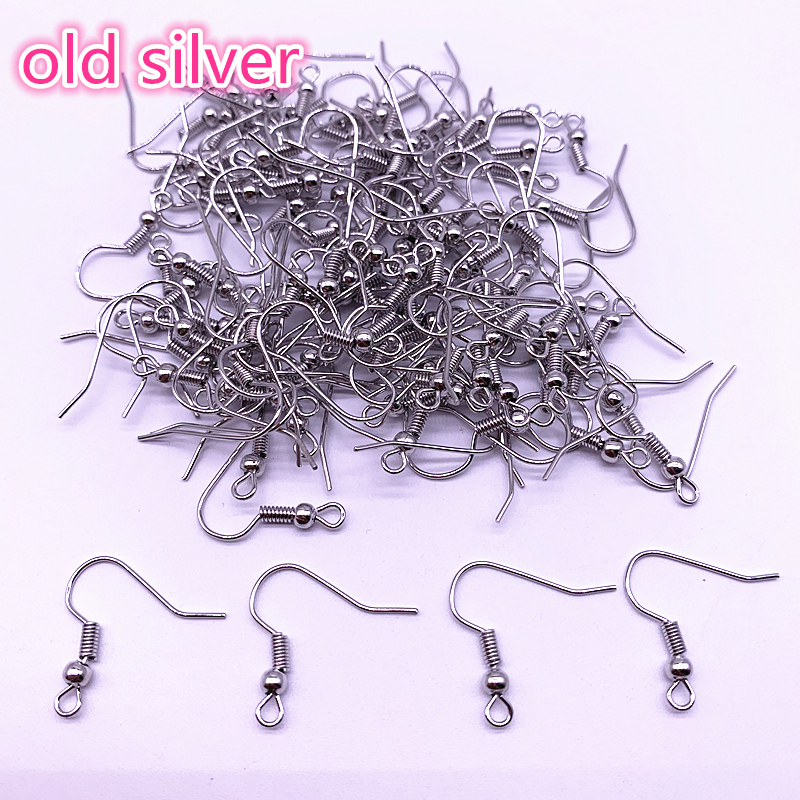 100 STUKS (50 paar) Bevindingen Oorbel Haak Coil Oor Draad DIY Sieraden Maken: old silver