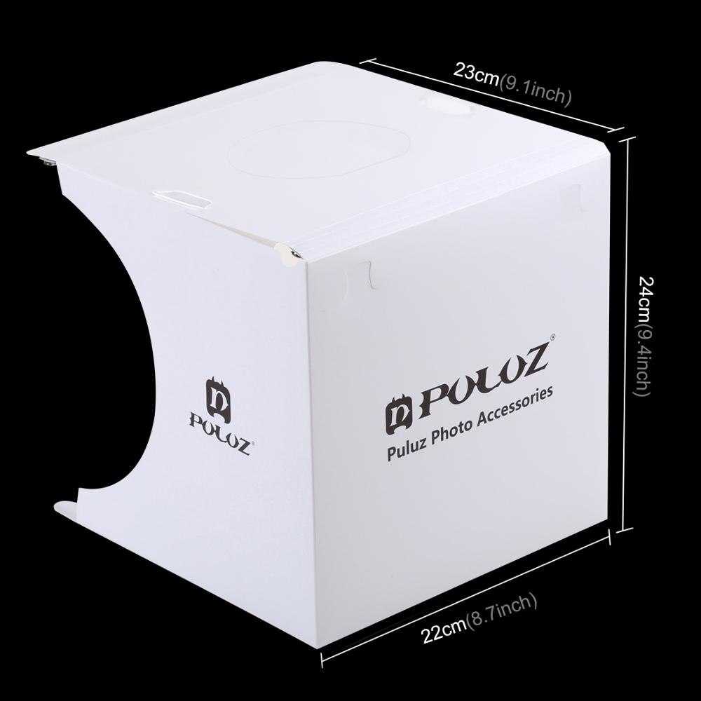 PULUZ 2LED Lightbox Light box Mini Photo Studio Box 1100LM Fotografia Box Luce Studio di Ripresa Tenda Box Kit &amp; 6 colore Fondali