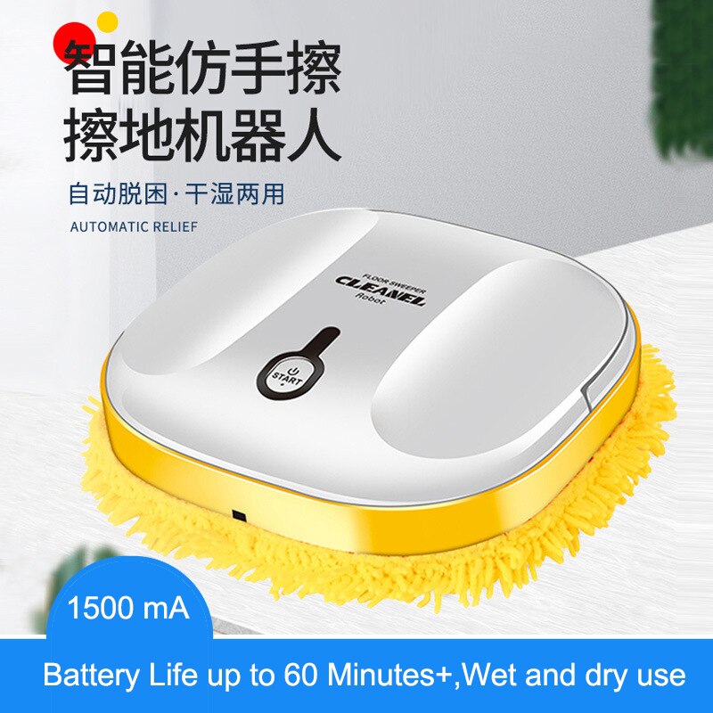 Robot de balayage automatique à sec et humide pour la maison, 1500mAh, serpillière électrique, lavage de sol, serpillière rotative autonettoyante