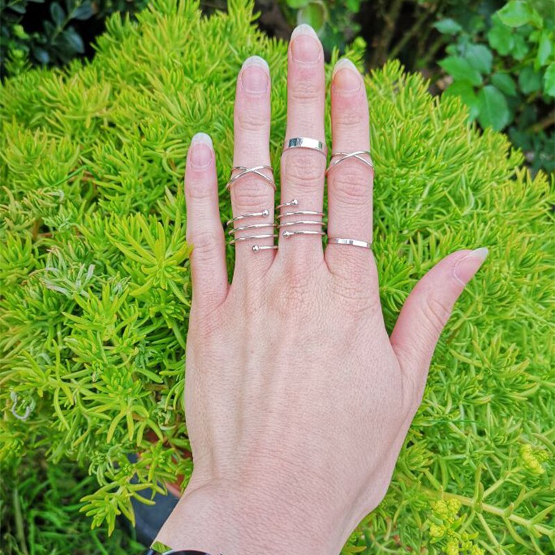 6 Teile/satz frauen Ring einstellen retro Übertrieben Gemeinsamen Ringe Für Frauen Kreuz Zwischen Frühling Ring Einzigen Ring Frauen Ringe