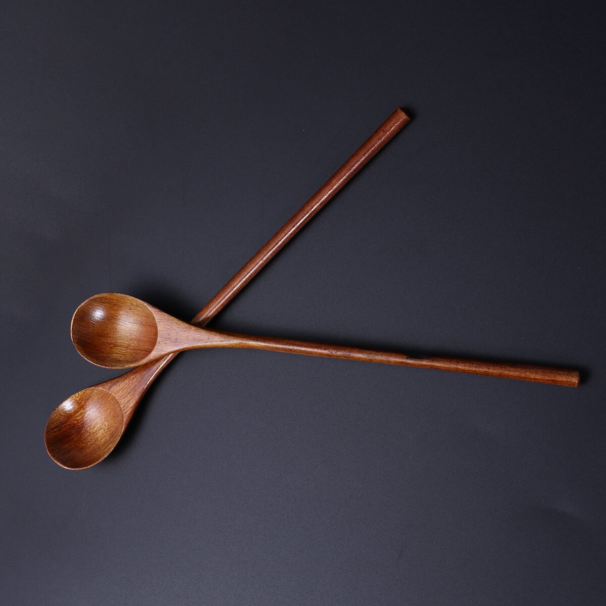 3 Pieces Eco Friendly Natural Wooden Spoon Set for Eating Mixing Stirring Cooking Coffee Demitasse Tea Dessert