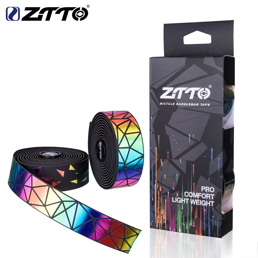 1 Pair ZTTO Gravel Bike Reflective Bar Tape Road Bike Colorful Gradient Color Non-slip Handlebar Tapes Bicycle EVA Tape Bartape