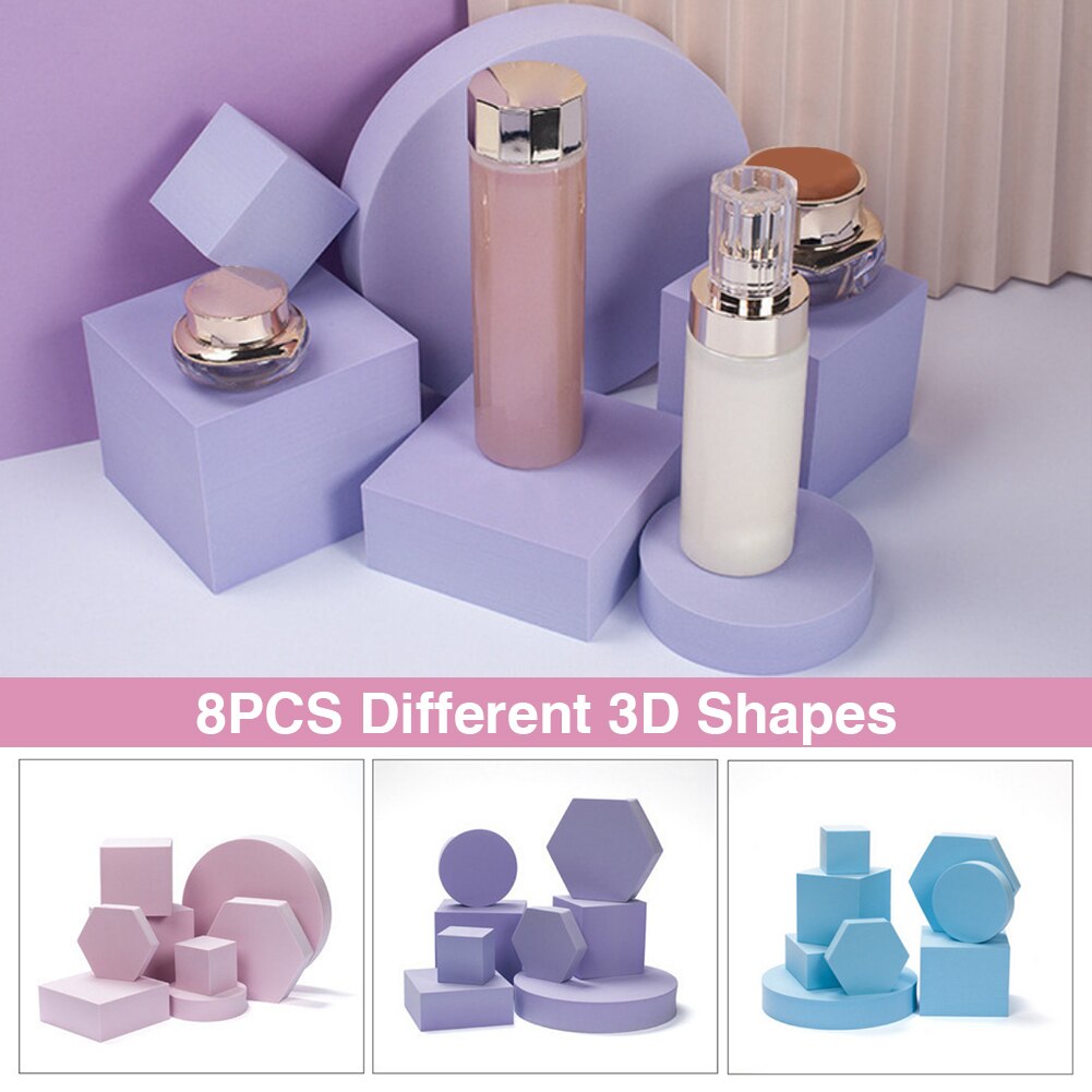 8pcs Hard Foam Shapes Makeup Tools Studio Shooting Props Geometric Cube Cosmetics For Lipstick Craft Photography Background