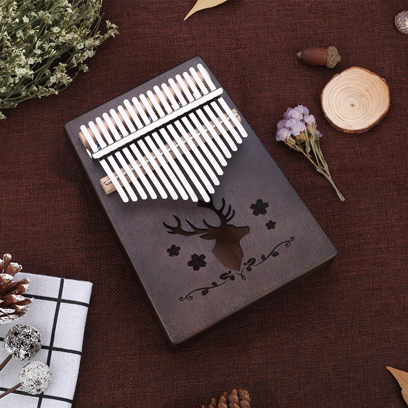 Piano de pulgar portátil de 17 teclas, Kalimba de toro hecho por Piano de dedo de una sola tabla, instrumento Musical de cuerpo de caoba de madera de: Translucent elk