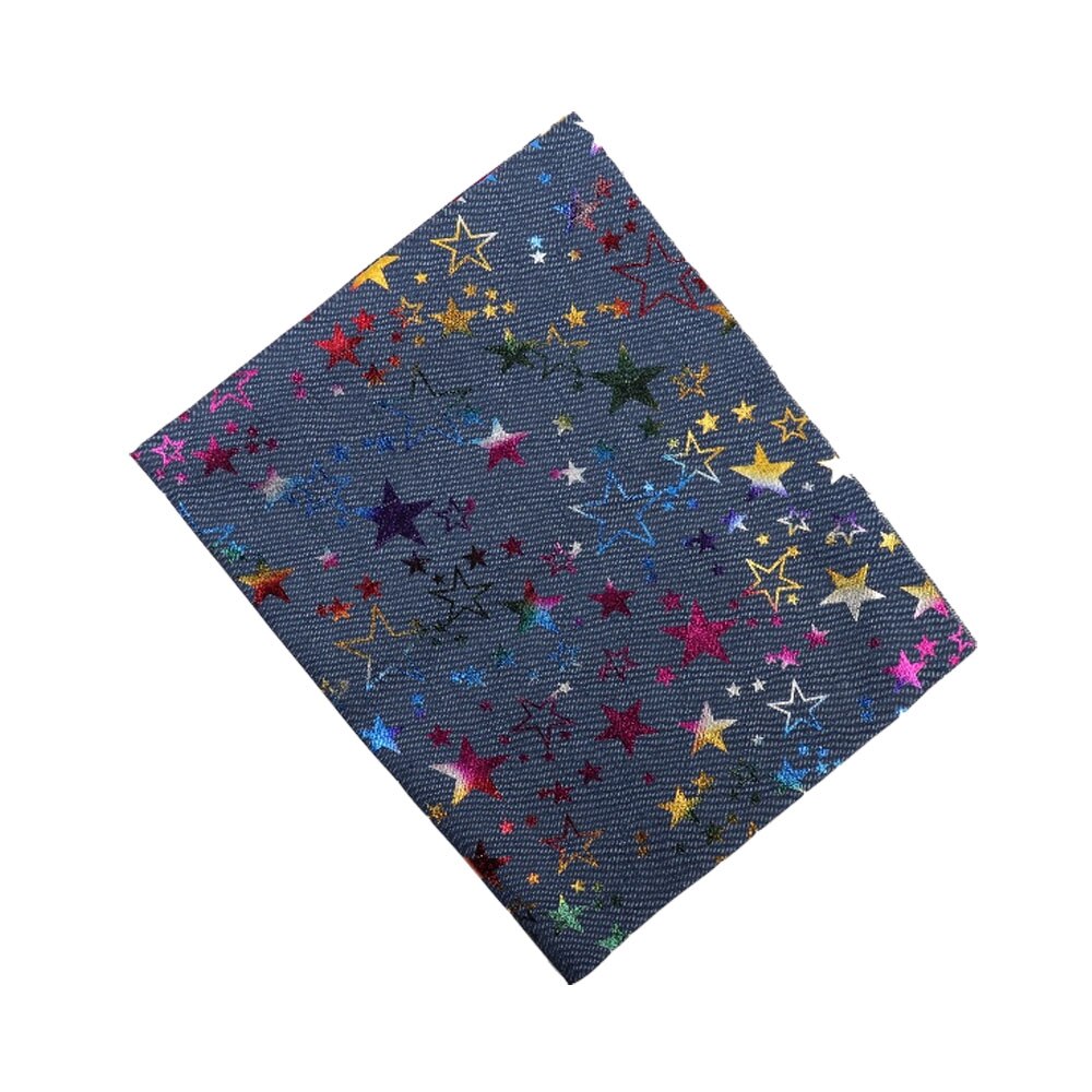 AHB 40*50CM Weichem Denim Stoff Bunte Folie Sterne Stoff NäHenne Decke Cowboy Handgemachte Handwerk Stoff DIY Kleidung taschen Materialien: Blau