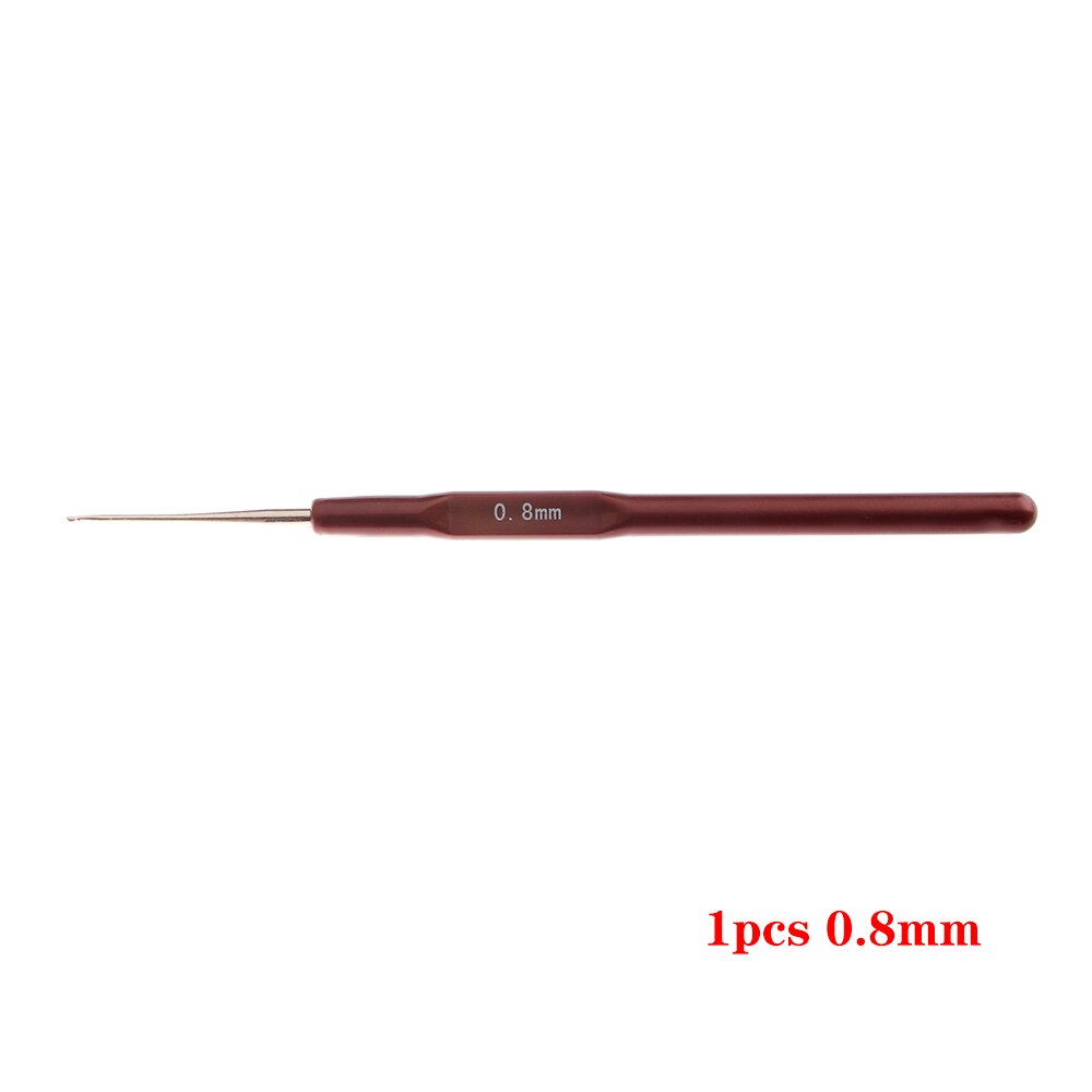 Micro gancho de ganchillo para hacer trenzas, herramienta para el cabello, 0,5mm, 0,6mm, 0,7mm, 0,8mm, mango liso, 4 unidades/lote: 0.8mm