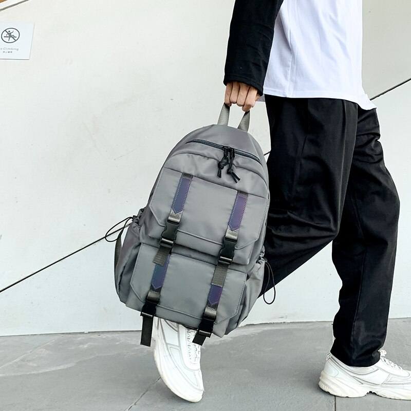 HOCODO Reflective Strip Women Backpack Female Waterproof Nylon Shoulder Bag Multi-Pocket Anti-Theft Backpack Travel Bag