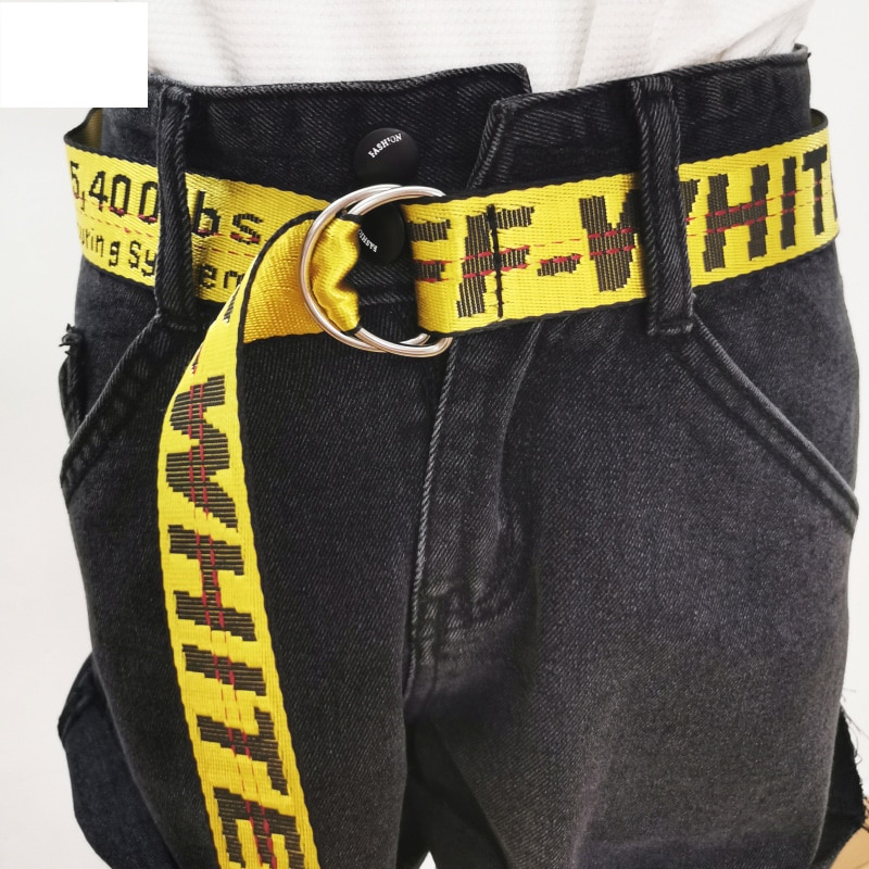 Ceinture en toile à boucle Double D unisexe, lettre punk style pour adolescent, large et longue sangle de taille, pantalon en jean pour adulte
