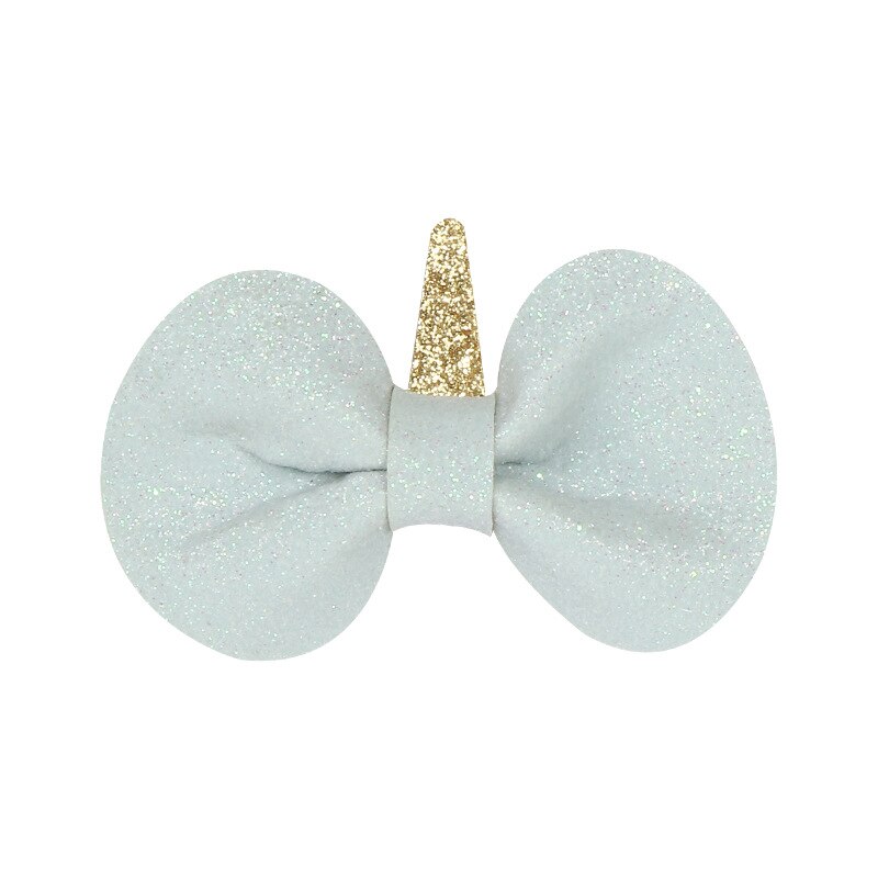 Kids Unicorn Hairpins Glitter Bow Star Hair Clips for Girls Children Headwear Barrettes Little Girl Hair Accessories: blue bow