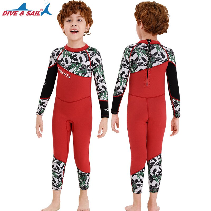 Bambini Muta In Neoprene 2.5 millimetri di Spessore A Maniche Lunghe di Un Pezzo Posteriore Con Zip Protezione UV di Protezione Solare Prendisole Muta per le Ragazze ragazzi