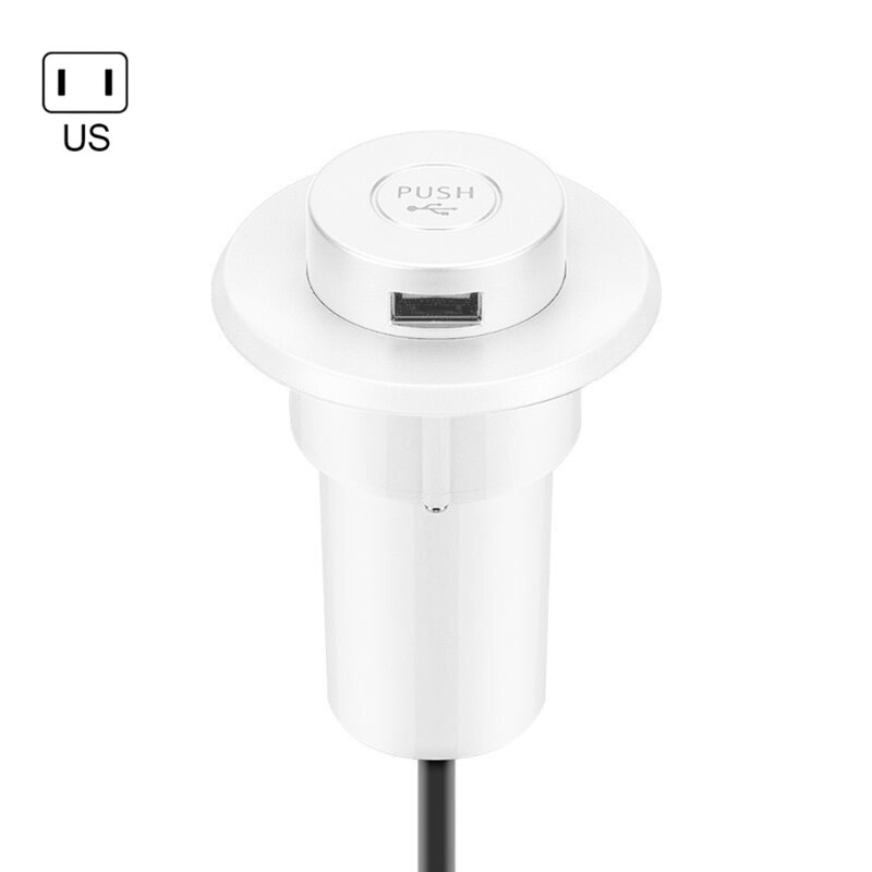 US/EU Plug Desk Hole Embedded USB Charger Lifting Hidden Extension Hub Adapter 1XCB