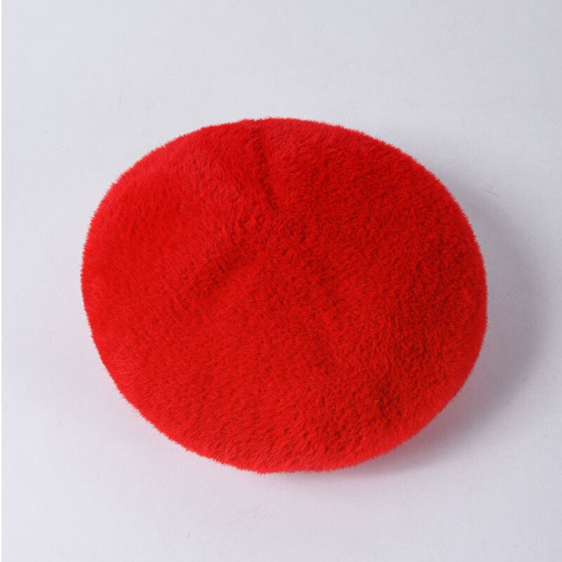 Warm Winter Baretten Grote Effen Kleur Dikke Winter Vrouwen Hoeden Klassieke Franse Hoed Vrouwelijke Zachte Beanie Verstelbare: Red