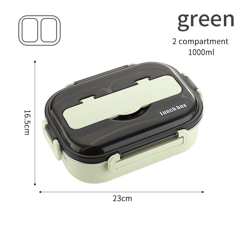 HENGFENG Portable 304 Stainless Steel Lunch Box Japanese Style Compartment Bento Box Kitchen Leakproof Food Container: Green 2 Suit