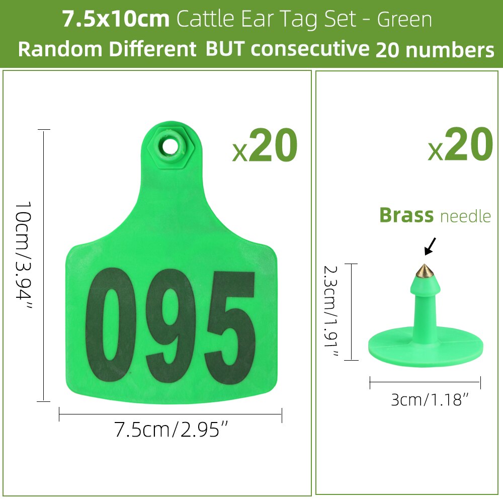 20 Stuks 7.5X10Cm Soft Tpu Koe Oor Identificatie Plaat Met Digitale Label Groen Oranje Geel Plastic Oorbellen farm Animal Id-kaart: B