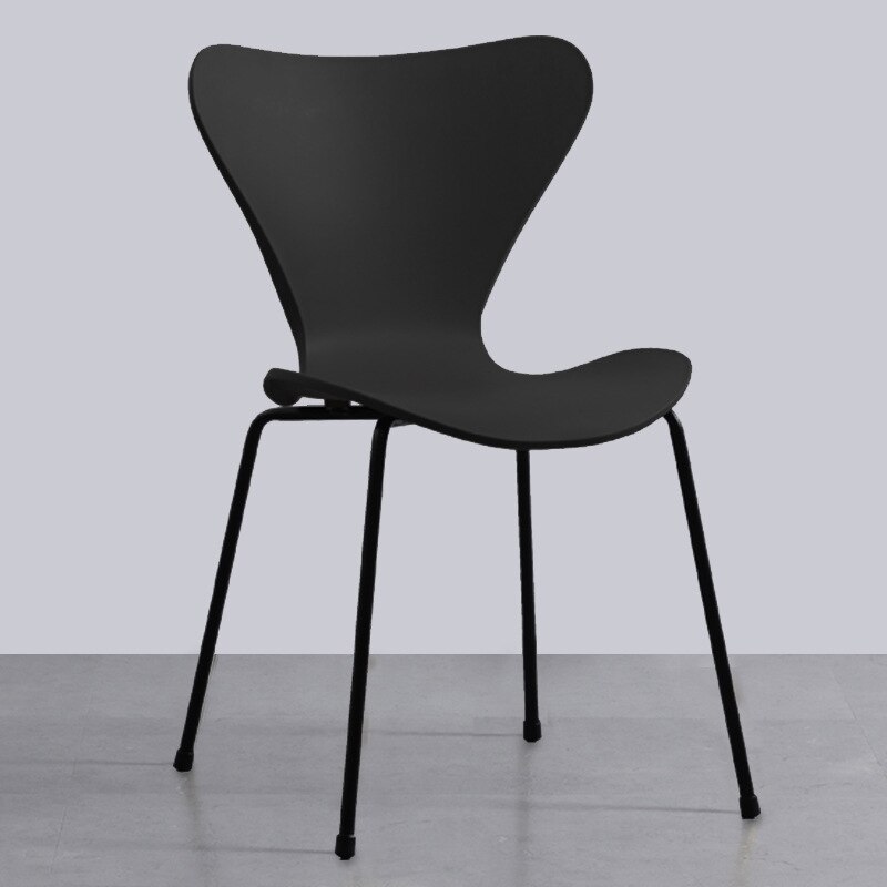 Chair Luxury Home Backrest Dining Chair Desk Simple Modern Backrest Stool Leisure Plastic Living Room Furniture Bedroom: Black legs