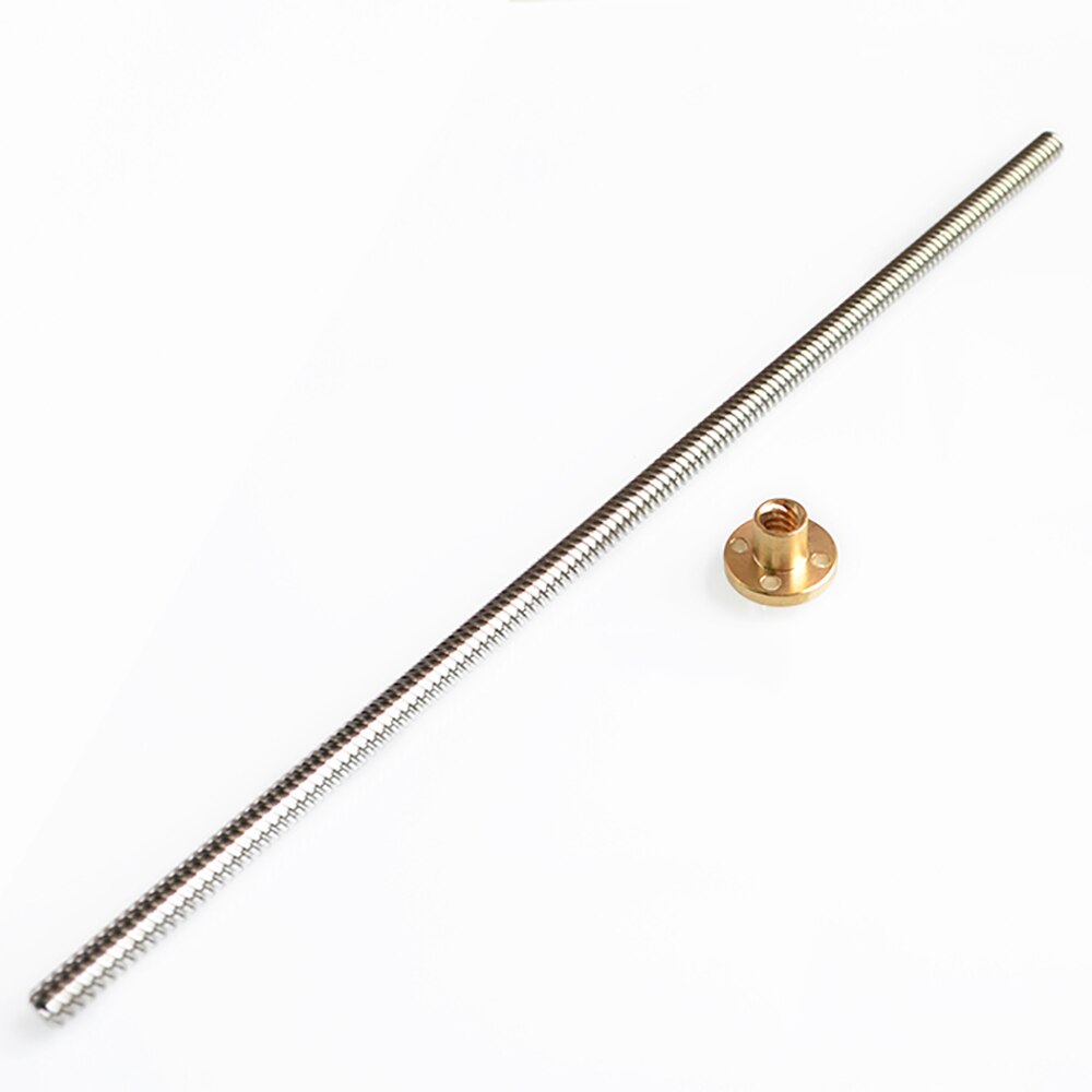 T5 Lead Screw Picth 1mm Lead 2mm 100 200 400 500 800 1000mm For 3D Printer + Brass Nut