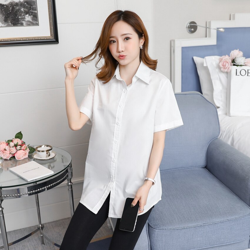 Camisa de manga corta de maternidad para mujer, ropa de maternidad salvaje, talla grande, , primavera y verano,