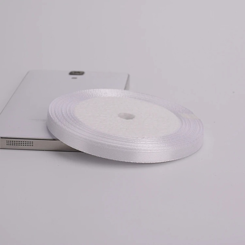 Cinta de tela satinada de poliéster blanco para decoración de tartas, cintas para envolver pasteles, accesorios de bricolaje, 6mm-50mm, 25 yardas