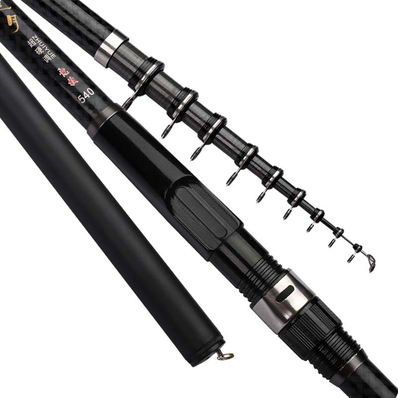Caña de pescar giratoria telescópica, utensilio de fibra de carbono, ultraligero, resistente, para pesca sobre roca y en el mar, medidas 3,6 m, 4,5 m, 5,4 m, 6,3 m y 7,2 m