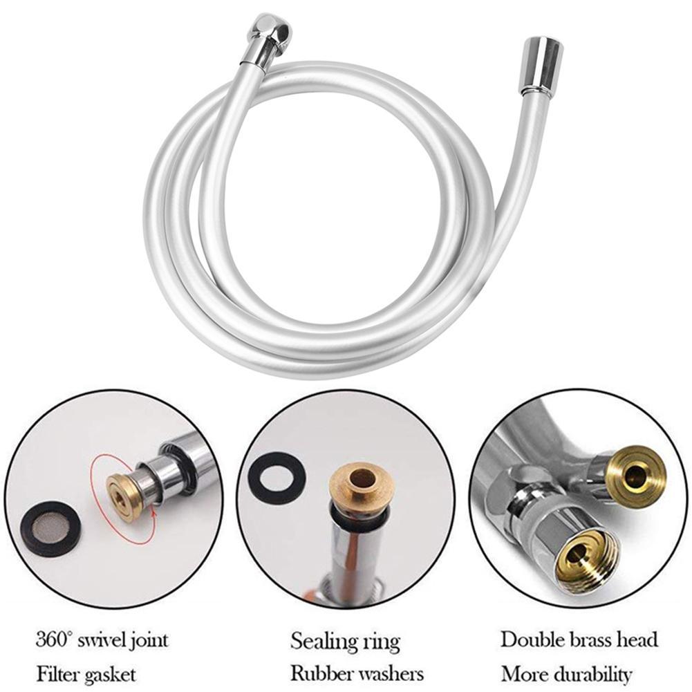 PVC Hoge Druk Zilver & Zwart Gladde Doucheslang Voor Bad Handdouche Flexibele 1m 1374793661