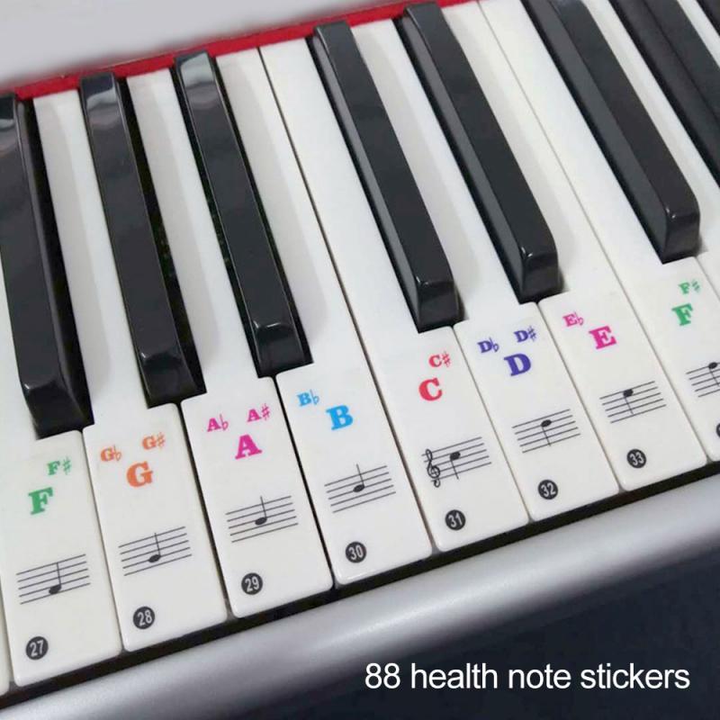 49/61/76/88 Keys Color Piano Letter Notes Stickers Keyboard Hand Roll Piano Keyboard Transparent Stickers Notation Transparent