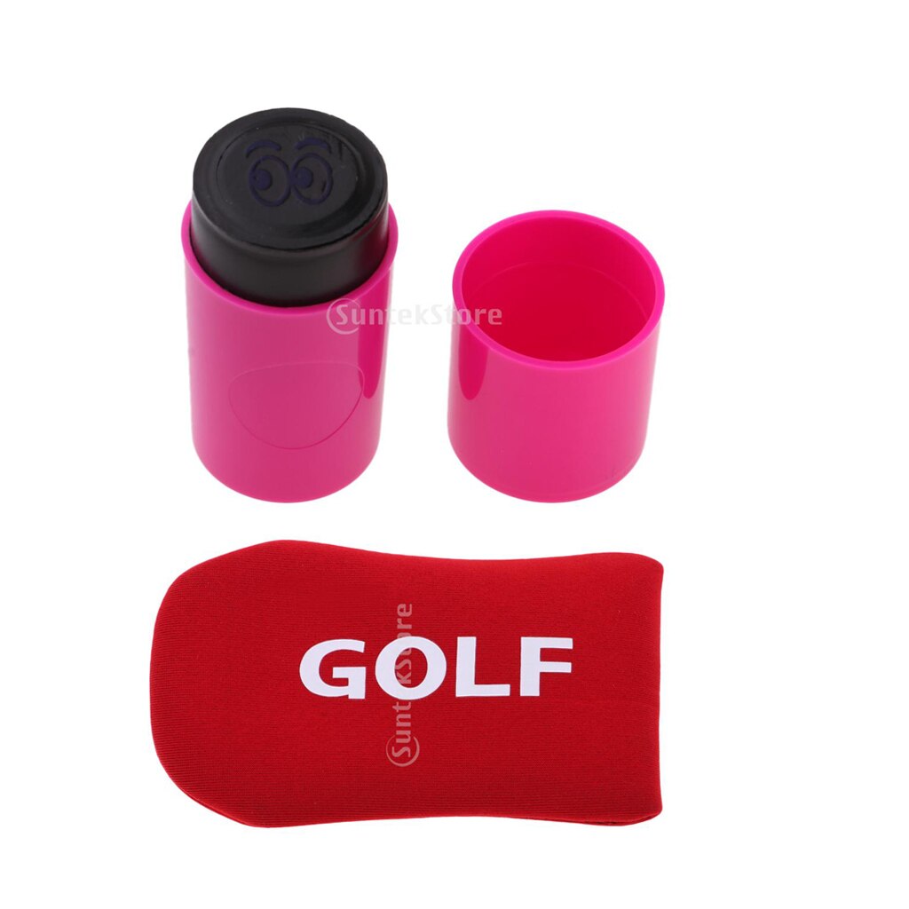 1x Golf Ball Stamp Stamper Marker Eyes+1x Golf Mallet Headcover Putter Cover