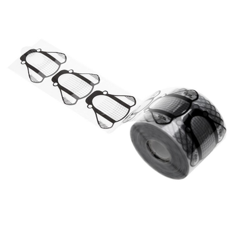 Angnya 100Pcs Professionele Plane Nail Vorm Sticker Uv Gel Nail Art Tip Uitbreiding Gids Tools Voor Salon Nagels Transparant zwart