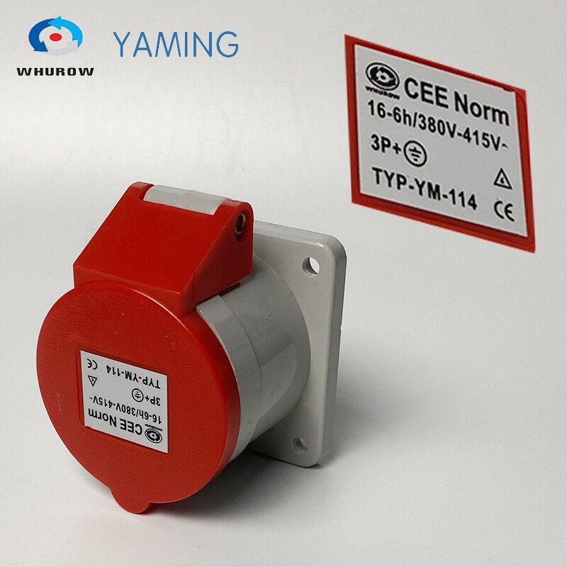 4 Pins Plug And Socket 16Amp 3P+E Splash Proof Cable Protected Industrial Red Connector Male And Female: Only Embeded Socket