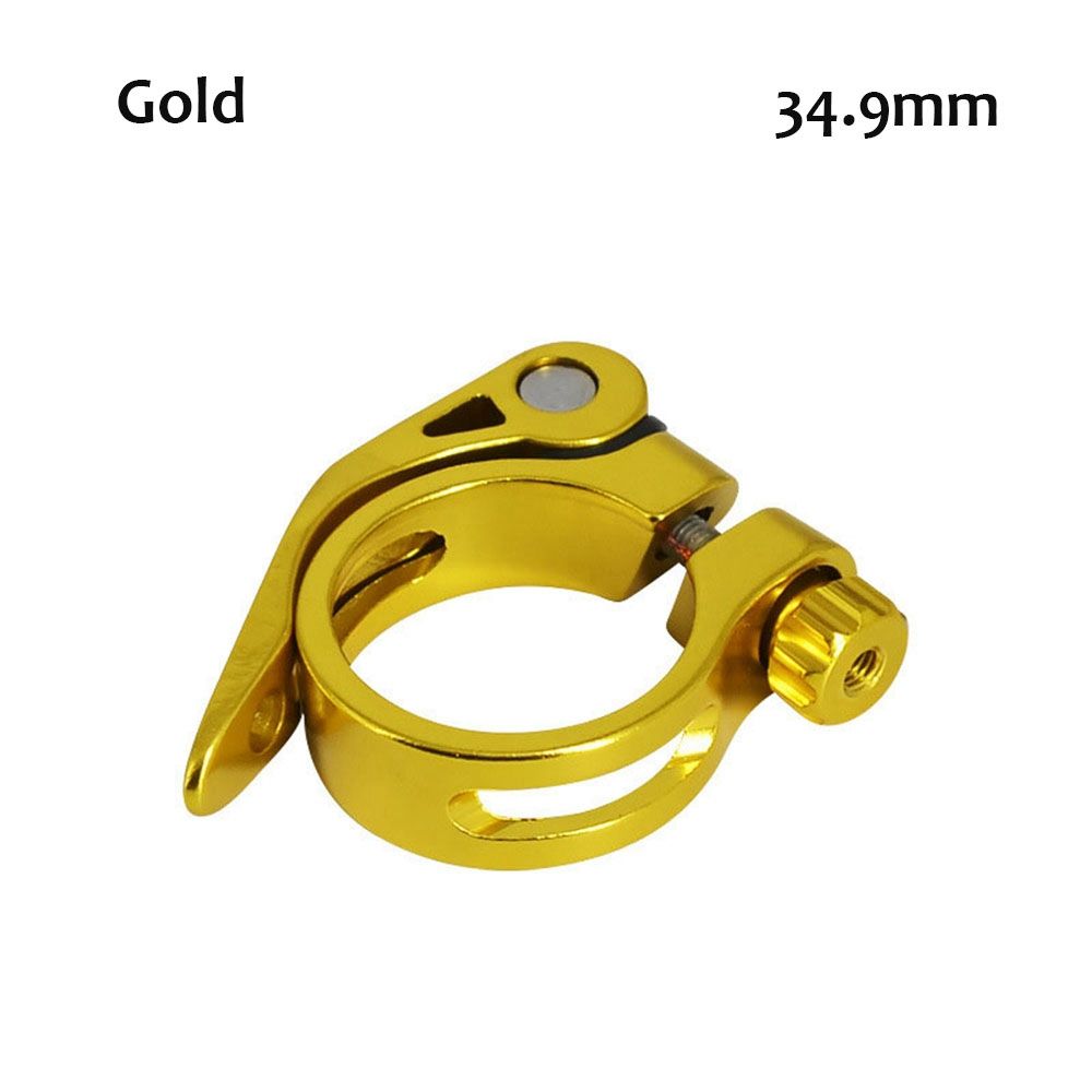 Alloy Mountain MTB BMX Road Bike Quick Release Aluminium Bicycle Seatpost Clamps Bike Seat Clamp: Gold-34.9mm