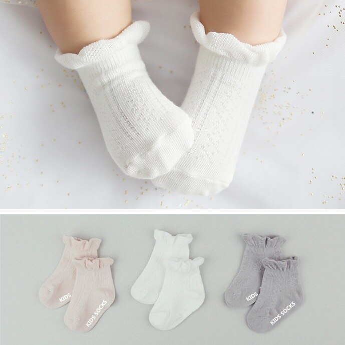 Sommer Kleinkind Baby Mädchen Rüschen Socken Prinzessin freundlicher Mädchen Socken 0-4 Jahr Einfarbig Säugling Socken