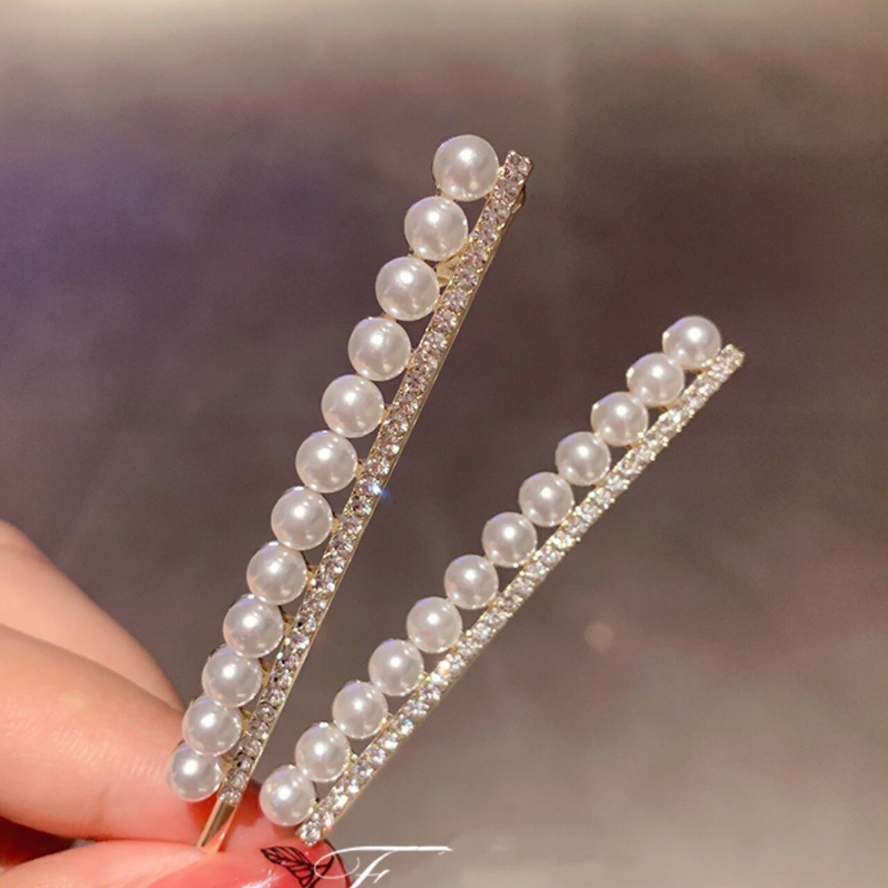 exquisit elegante Perle Strass Haarnadeln Frauen Mädchen Haarspangen Stifte Haarspangen Zubehör Hairgrip Kopfschmuck Kopfbedeckung: Elfenbein