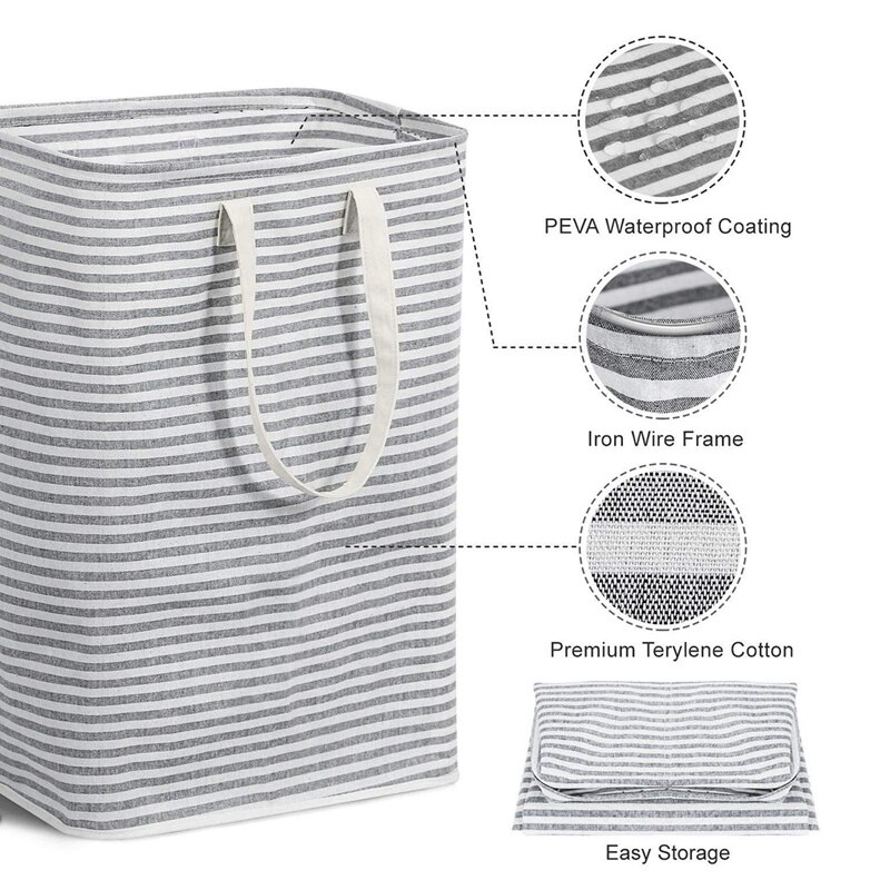 72L Vrijstaande Wasmand Inklapbare Grote Kleren Mand Met Carry Uitgebreide Handvatten Voor Kleding Speelgoed