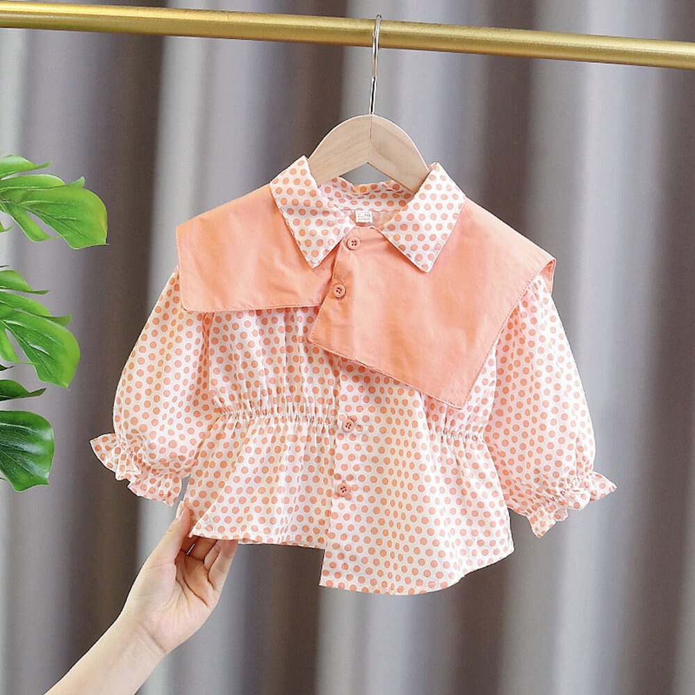 Zoete Lente Herfst Meisjes Kids Prinses Shirt Mode Baby Lange Mouw Dot Polka Shirts Tops ADK1201: Pink / 12m