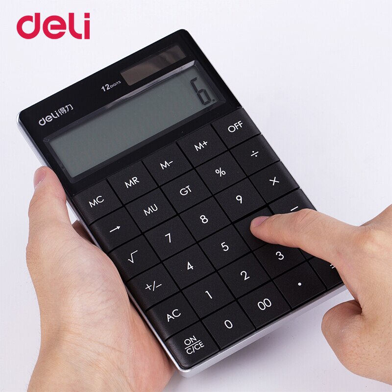 Deli cute rimless solar coin battery dual power supply calculator for office desk supplyschool stationery for kid