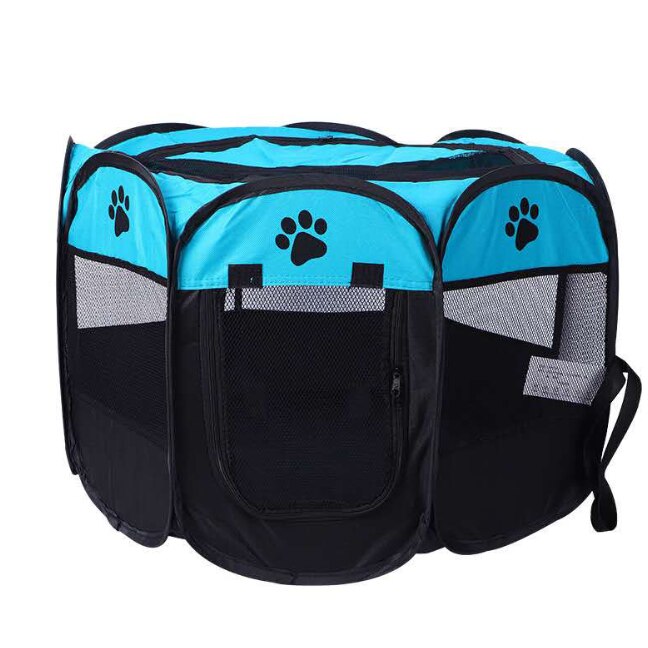 Tragbare Falten Zelt Haustier Hund Haus Käfig Hund Katze Zelt Laufstall Welpen Zwinger Achteckige Zaun Außen Haustier Liefert: blue / 73x73x43cm