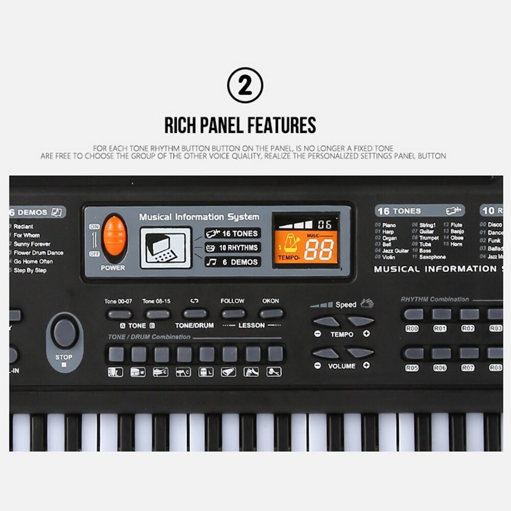 61 tangenter digital musik elektronisk keyboard elektrisk klaver orgel mikrofon sæt
